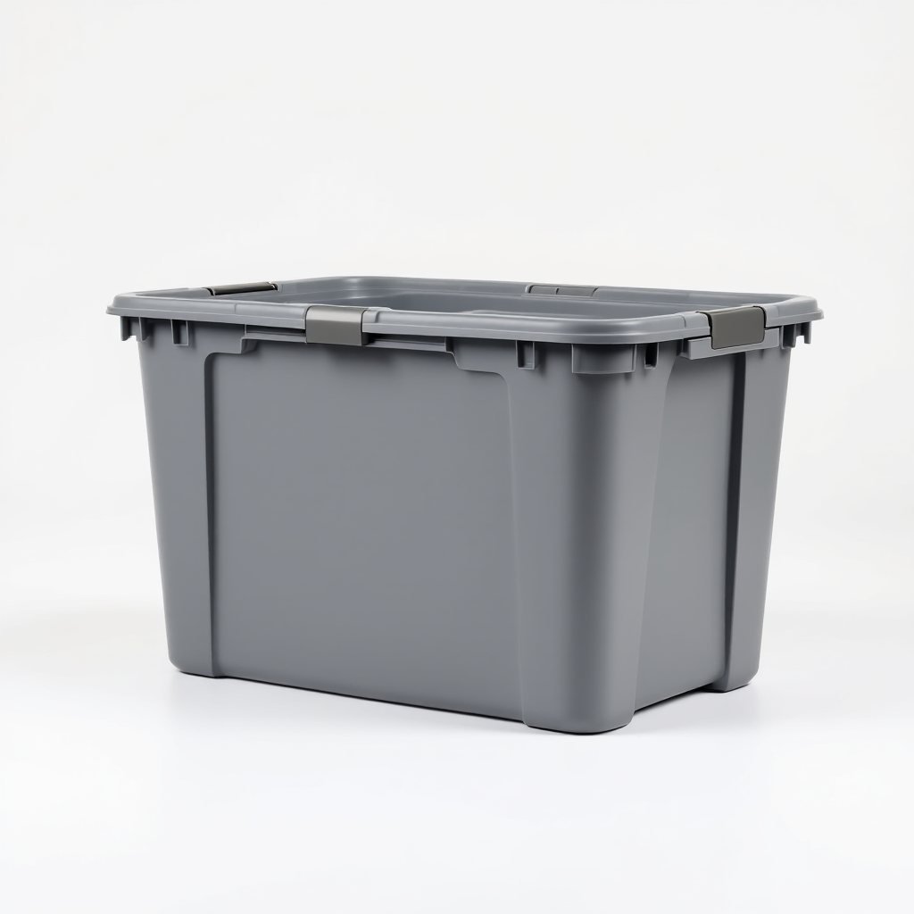 Bac de rangement 60 L gris + couvercle